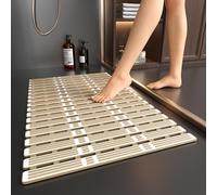 XIYUNTE Shower Mat Non Slip Anti Mould for Elderly - 68x40cm Bath Mat Non Slip Shower Mats for Inside Shower, Anti Slip Bath Mat with Powerful Suction Cups, Easy to Clean, Cut to Size, Brown