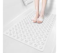 XIYUNTE Shower Mat Non Slip Anti Mould for Elderly - 70 x 40 cm Bathtub Mat Non Slip Shower Mats for Inside Shower, Anti Slip Shower Mat with Suction Cups and Drain Holes, Machine Washable, White