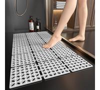XIYUNTE Shower Mat Non Slip Anti Mould for Elderly - 80x40cm Bath Mat Non Slip Shower Mats for Inside Shower, Anti Slip Shower Mat with Powerful Suction Cups, Easy to Clean, Cut to Size, Light Grey