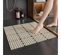 XIYUNTE Square Shower Mat Non Slip Anti Mould - 60×60cm Large Shower Mats for Inside Shower, Anti Slip Rubber Shower Mat for Elderly and Disabled, Cut to Size, Brown