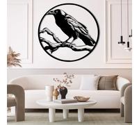 xiyuxiang@ Crow on The Branch Metal Wall Art, Large Gothic Crow Wall Decor, Crow Metal Wall Decor, for Living Room, Bedroom, Office, Corridor, Hotel, Bathroom(Shape-B,60x60 cm/24x24 in)