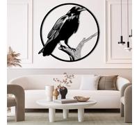 xiyuxiang@ Crow on The Branch Metal Wall Art, Large Gothic Crow Wall Decor, Crow Metal Wall Decor, for Living Room, Bedroom, Office, Corridor, Hotel, Bathroom(Shape-A,76x76 cm/30x30 in)