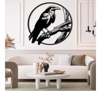 xiyuxiang@ Crow on The Branch Metal Wall Art, Large Gothic Crow Wall Decor, Crow Metal Wall Decor, for Living Room, Bedroom, Office, Corridor, Hotel, Bathroom(Shape-C,80x80 cm/31x31 in)