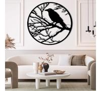 xiyuxiang@ Crow on The Branch Metal Wall Art, Large Gothic Crow Wall Decor, Crow Metal Wall Decor, for Living Room, Bedroom, Office, Corridor, Hotel, Bathroom(Shape-D,80x80 cm/31x31 in)