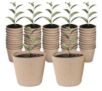 XIZAO Round Fibre Seed Pots, Biodegradable Plant Pots Germination Seedling Pots for Plant Cultivation Compostable Containers 50 Pcs