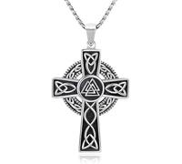 XIZEINAIS Men's Stainless Steel Cross Necklace - Prayer Crucifix Pendant - Christian Religion Jewelry - Ideal for Birthday, Christmas, Anniversary, Father's Day, Stainless Steel, No Gemstone