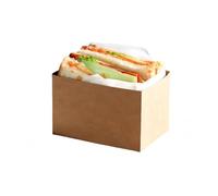 XIZHI 100 Pack Kraft Sandwich Packaging Boxes Sandwich Paper Boxes Take Out Food Containers for Toast, Donuts, Restaurant, Burgers Picnic and Party (Brown)