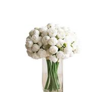 XIZHI 18 Pcs Ranunculus Artificial Flower 11.8" and 54 Heads Faux Silk Ranunculus Flowers Artificial Ranunculus Bouquet Decorations for Home DIY Wedding Decor (White)