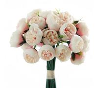 XIZHI 18 Pcs Ranunculus Artificial Flower 11.8" and 54 Heads Faux Silk Ranunculus Flowers Artificial Ranunculus Bouquet Decorations for Home DIY Wedding Decor (Champagne Color)