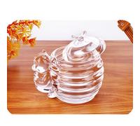 XIZHI 200ML Glass Honey Jar with Bee Decoration Lid and Small Bear Decorative Handle Transparent Honey Pot for Home Kitchen and Decoration