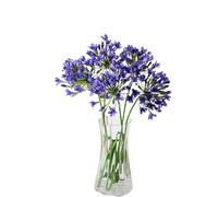 XIZHI 3 Pcs Artificial Agapanthus Flowers Real-Touch Silk Lotus Flowers Bouquets Decor Faux Floral Table Centerpieces Arrangements for Home Wedding Office Party Decoration (Purple)