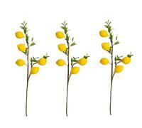 XIZHI 3 Pcs Artificial Lemon Decor 19" Fake Lemons Branch Beautiful Yellow Lemon Branches Decoration for Home Holiday Farmhouse Table Centerpiece and Home Decoration