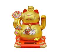 XIZHI 5 1/2”Maneki Neko-Solar Waving Cat,Good Lucky Cat Waving Cats Placed On The Car, Desk Or Bedside for Home or Office, Gift for Friends or Colleagues (Gold)
