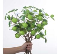 XIZHI 5 Bunches Artificial Lemons Branches, 20.4" Fake Fruit Lemon Branch Plants Greenery with Artificial Flowers Decor for Home Kitchen Party Farmhouse Table Centerpiece Decoration (Green)