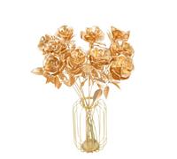 XIZHI 5 Pcs Artificial Golden Roses Flowers 20 Inches Artificial Rose Fake Rose Flower for DIY Home Party and Wedding Bouquet Decoration(Gold Rose)