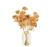 XIZHI 5 Pcs Artificial Golden Roses Flowers 26.3 Inches Artificial Rose 3 Heads Fake Rose Flower for DIY Home Party and Wedding Bouquet Decoration(3 Heads Rose)