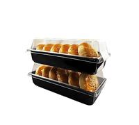 XIZHI 50Pcs Reusable Sandwich Box with Clear Lids Sandwich Plastic Container Sushi Container Box Swiss Roll Container for Cakes Cookies Pastries Dessert Fruits salad Display,7.5"x3.3"x2.3"