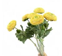XIZHI 5Pcs 19.6" Artificial Ranunculus Flowers Real Touch Stem Ranunculus Artificial Flower Silk Flower for Arrangements Centerpiece Table Home Wedding Bouquet Party (Yellow)
