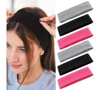 Xizhiwan 5cm wide women's elastic headband -6-pack soft elastic sports headband, suitable for running, yoga, gym - breathable and sweat absorbing headband, suitable for women's hairstyles and makeup (