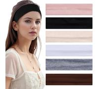 Xizhiwan 6-pack women's sports headband elastic women's summer fine headband soft yoga fitness running headband (black, white, gray, pink, brown, beige