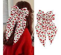 Xizhiwan Woman Cherry Butterfly, White Butterfly Length Ribbon Hats Ponytail Hats Fruit Hats Clip Cute Cherry Hats Clip Large Butterfly