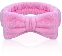 Xizhiwan Women, 1/3/6 Fluffy Face Wash Headband, Elastic Butterfly Hair Band with 3 Hair Bands, Coral Velvet Women and Girls Headband, Ideal for Makeup,