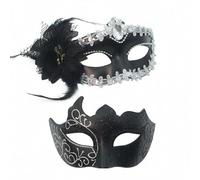 Xizhounianfeng 【2 Pack】 Plastic Lace Masks for Women Men Masquerade, Half Face Mardi Gras Mask, Venetian Carnival Eye Masks with Rhinestones for Halloween Christmas Cosplay Party Supplies(Sliver)