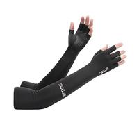 Xizhounianfeng Cooling Arm Sleeves for Men Women, Sun Protection UV Sleeves, Breathable Summer Ice Silk Arm Covers for Driving Cycling Running, 1 Pair show one's fingers(black)