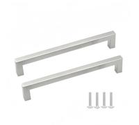 XIZONLIN Brushed Silver Square Cabinet Pull Handles 192mm for Kitchen Bathroom Wardrobe Dresser Cupboard Door