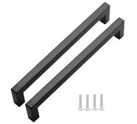 XIZONLIN Matte Black Square Cabinet Pull Handles 288mm for Kitchen Bathroom Wardrobe Dresser Cupboard Door