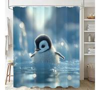 Xjaopfei Blue Shower Curtain, Waterproof Extra Long Curtains for Bathroom Decor, Luxury Weighted Shower Curtain Penguin, for Bathroom Window Curtains, Quick Dry Wet Room, 230x180cm 91x71Inch J-17
