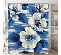 Xjaopfei Blue Shower Curtain, Waterproof Extra Long Curtains for Bathroom Decor, Luxury Weighted Shower Curtain Plant, for Bathroom Window Curtains, Quick Dry Wet Room, 150x170cm 60x67Inch J-741
