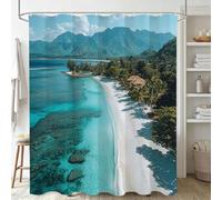 Xjaopfei Blue Shower Curtain, Waterproof Extra Long Curtains for Bathroom Decor, Luxury Weighted Shower Curtain River, for Bathroom Window Curtains, Quick Dry Wet Room, 150x200cm 60x79Inch J-719