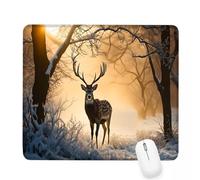 Xjaopfei Brown Mouse Pad 340x280x3mm Deer Small Mouse Mat with Rubber Base Slogan Non-Slip Splash Resistant Surface Portable Desk Mat for Office, Home Gaming Desktop Decor, Men's Gifts J-99