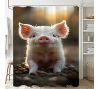 Xjaopfei Brown Shower Curtain, Waterproof Extra Long Curtains for Bathroom Decor, Luxury Weighted Shower Curtain Pig, for Bathroom Window Curtains, Quick Dry Wet Room, 150x170cm 60x67Inch J-61