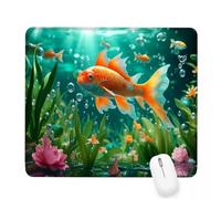 Xjaopfei Green Mouse Pad 240x200x3mm Fish Small Mouse Mat with Rubber Base Slogan Non-Slip Splash Resistant Surface Portable Desk Mat for Office, Home Gaming Desktop Decor, Men Gifts J-341