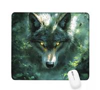 Xjaopfei Green Mouse Pad 240x200x3mm Wolf Small Mouse Mat with Rubber Base Slogan Non-Slip Splash Resistant Surface Portable Desk Mat for Office, Home Gaming Desktop Decor, Men Gifts J-957
