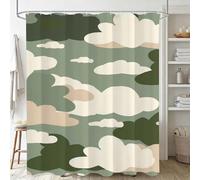 Xjaopfei Green Shower Curtain, Waterproof Extra Long Curtains for Bathroom Decor, Luxury Weighted Shower Curtain Clouds, for Bathroom Window Curtains, Quick Dry Wet Room, 120x150cm 48x60Inch J-19