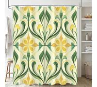 Xjaopfei Green Shower Curtains for Bathroom 200x200cm, Long Waterproof Bath Curtain, Extra Large Polyester Fabric Window Drapes with 12 Hooks, Weighted Hem Showering Panel, Retro 79x79Inch J-396