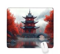 Xjaopfei Grey Mouse Pad 320x260x3mm Ancient Pagoda Small Mouse Mat with Rubber Base Slogan Non-Slip Splash Resistant Surface Portable Desk Mat for Office, Work Home Gaming, Men's Gifts J-567