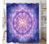 Xjaopfei Lilac Shower Curtains for Bathroom 180x180cm, Long Waterproof Bath Curtain, Extra Large Polyester Fabric Window Drapes with 12 Hooks, Weighted Hem Showering Panel, Mandala 71x71Inch J-598