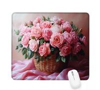 Xjaopfei Pink Mouse Pad 320x260x3mm Flower Basket Small Mouse Mat with Rubber Base Slogan Non-Slip Splash Resistant Surface Portable Desk Mat for Office, Work Home Gaming, Men's Gifts J-753