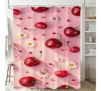 Xjaopfei Pink Shower Curtains for Bathroom 200x250cm, Long Waterproof Bath Curtain, Extra Large Polyester Fabric Window Drapes with 12 Hooks, Weighted Hem Showering Panel, Cherry 79x99Inch J-366