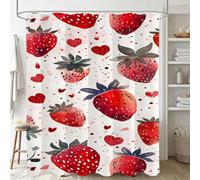 Xjaopfei Red Shower Curtain, Waterproof Extra Long Curtains for Bathroom Decor, Luxury Weighted Shower Curtain Strawberry, for Bathroom Window Curtains, Quick Dry Wet Room, 120x150cm 48x60Inch J-757