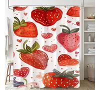 Xjaopfei Red Shower Curtain, Waterproof Extra Long Curtains for Bathroom Decor, Luxury Weighted Shower Curtain Strawberry, for Bathroom Window Curtains, Quick Dry Wet Room, 120x150cm 48x60Inch J-55