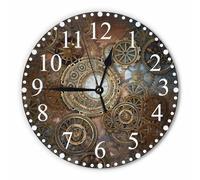 XJBTBA 10-inch Wall Clock, Battery Powered, Silent and Ticking, Decoration in Home Kitchen,Bathroom, Office Suitable for Kitchen, Living Room or Office(Rusty Steampunk)