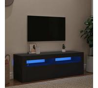 XJBTBA 120cm LED TV Cabinet Unit, Small TV Stand Table for TVs up to 55 Inch, 2 Pull Down Doors, for Living Room, Gaming Entertainment Room - Black