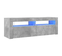 XJBTBA 120cm LED TV Cabinet Unit, Small TV Stand Table for TVs up to 55 Inch, 2 Pull Down Doors, for Living Room, Gaming Entertainment Room - Rustic Grey