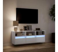 XJBTBA 130cm Floating TV Unit Stand with LED Lights, Wide Wall TV Cabinet with 3 Drawers & Open Shelves, Wall Mounted Cabinet for Living Room - White