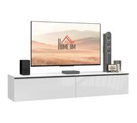 XJBTBA 160cm High Gloss Floating TV Unit Stand for TVs up to 70", Wall Mounted TV Cabinet with Storage Cupboards, White